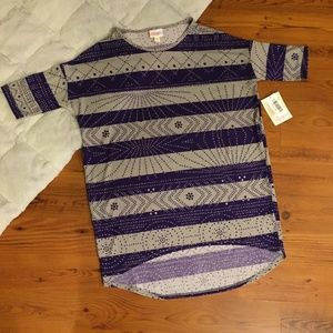 LuLaRoe Irma Striped Purple & Gray Size XXS